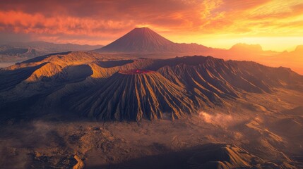Fototapeta premium Volcanoes at Sunset