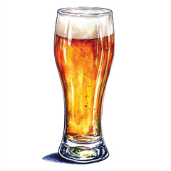 a glass of Beer watercolor clipart illustration
