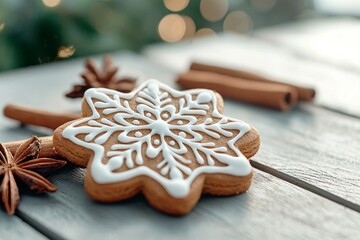 Concept of warmth and comfort, as the gingerbread cookie