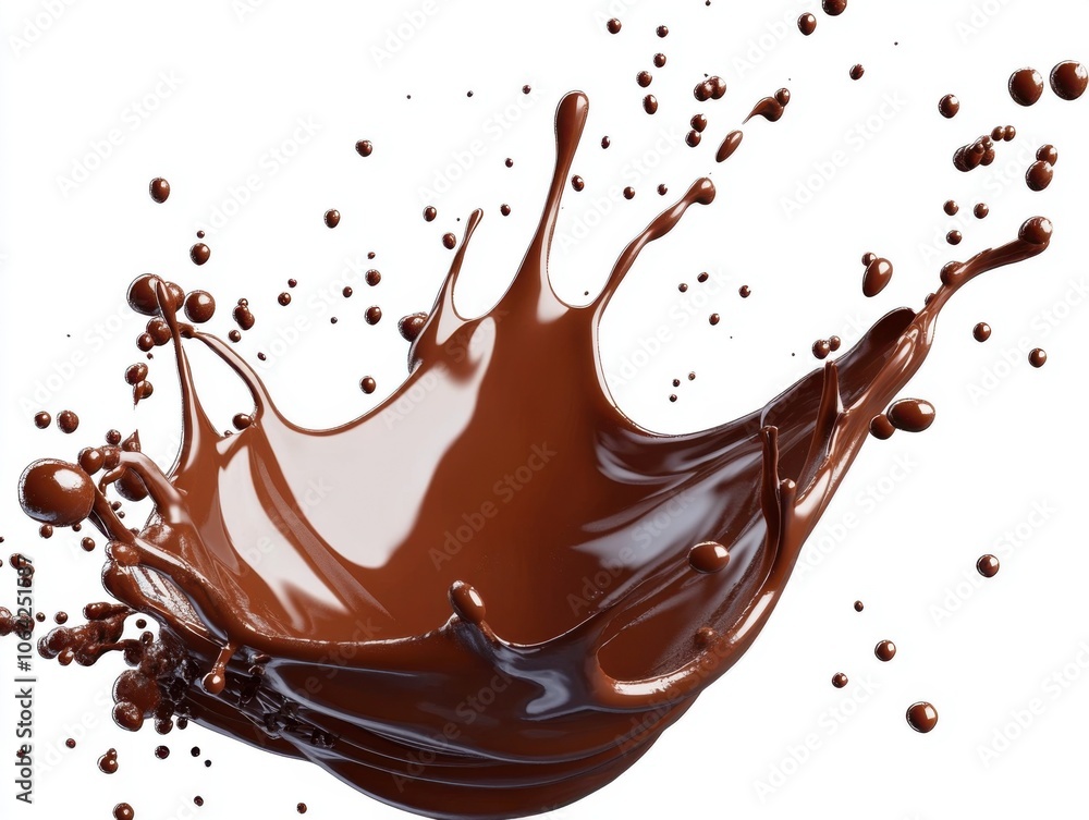 Wall mural chocolate splash isolated on transparent and white background- chocolate milk- brown liquid- paint p