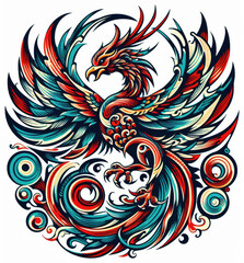 Fototapeta premium TRIBAL TATOO トライバル タトゥ 鳳凰 Phoenix