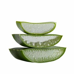 Aloe vera slices placed aesthetically on a transparent background. This can be used as a graphic design. 