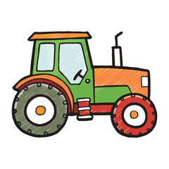 modern tractor watercolor vector white background