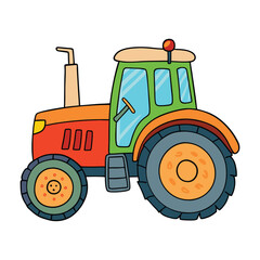 modern tractor watercolor vector white background