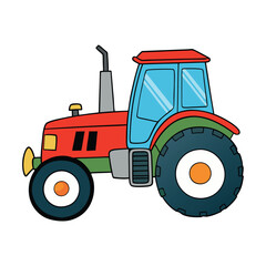modern tractor watercolor vector white background