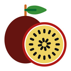 Passion fruit icon in Color Fill. Flat Style