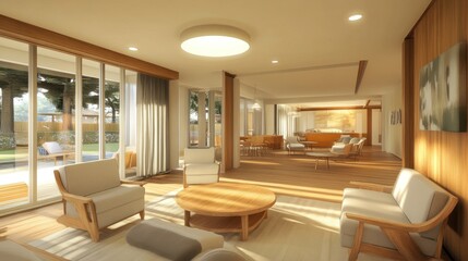 Modern Living Room with Patio View
