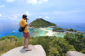 Beautiful viewpoint of Nang Yuan Island (Koh Nang Yuan) in Surat Thani Province, Thailand 