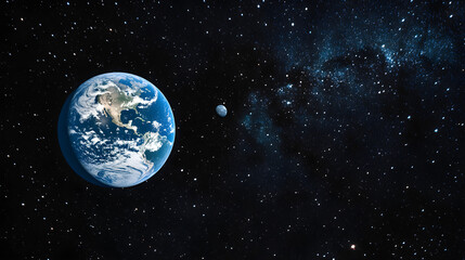 Obraz premium Earth and Moon with Star Field