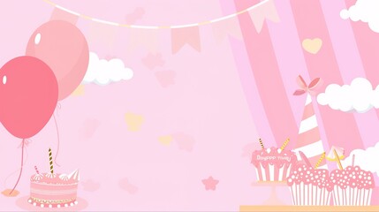 Birthday party pink happy celebrating scene background creates a joyous and festive atmosphere. A delightful display of celebration and color