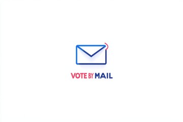 Geometric style logo design featuring the text "VOTE  MAIL" in red and blue letters on a white background, with a clean, simple envelope icon next to the text.