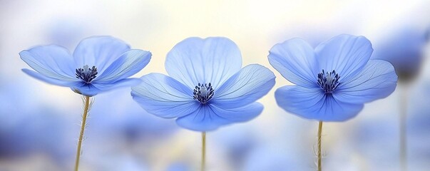 Naklejka premium Delicate Blue Flowers with Soft Background Floral Macro Photography
