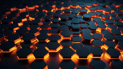 Obraz premium Dark background with a gold hexagon pattern, a luxury-style banner design