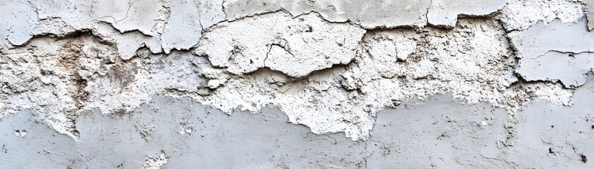Obraz premium Close-up of Peeling White Paint on Weathered Concrete Wall
