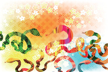 巳　年賀状　干支　背景	