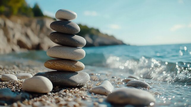 A stack of rocks on a beach