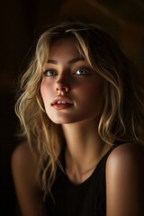 Fototapeta premium Emotional portrait photography, soft lighting, deep expression