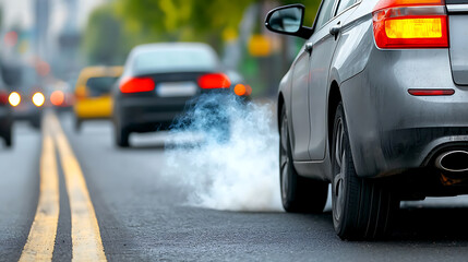 Dense traffic jam causes exhaust fumes to accumulate in urban areas