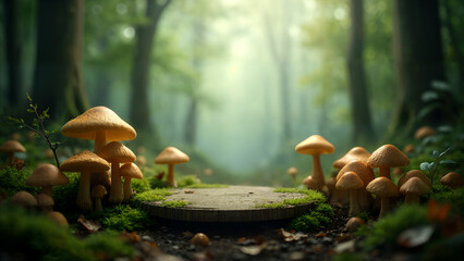 Podium in a Mystical Mushroom Forest