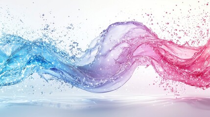Dynamic Dual, vivid interplay of blue and pink waves in fluid motion, vibrant energy and harmonious contrast.