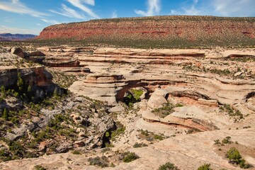Fall View of Sipapu Natural Bridge in Natural Bridges National Monument in Utah.