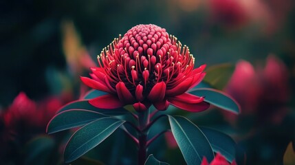 Red Flower Blooming in a Garden