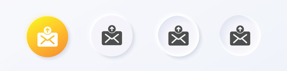 Send mail icon. Neumorphism round style button design vector