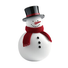 A snowman wearing a red scarf and a black hat Transparent background