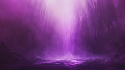 Abstract purple light rays in a misty environment - mysterious purple light streaming through a haze casts an ethereal glow, evoking a sense of wonder or mystical presence. Mystical. Illustration