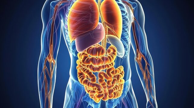 Human Digestive System Anatomy Illustration