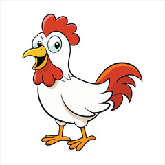 pecking chicken vector on white background