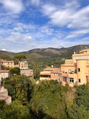 Panoramic view of small town in Tivoli, Italy.