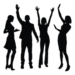 people gesture silhouette set