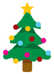 Flat cartoon illustration Christmas pine trees