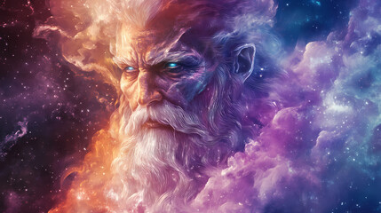 Enchanting fantasy portrait of a mystical prophet digital painting illustration. Mystical. Illustration