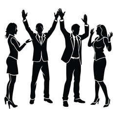 people gesture silhouette set