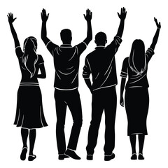 people gesture silhouette set