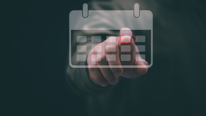 Businessmen manage time for efficient work, emphasizing appointment reminders and meeting agendas on the calendar, time management concepts, and action plans.