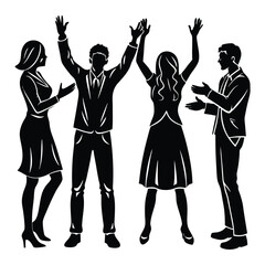 people gesture silhouette set