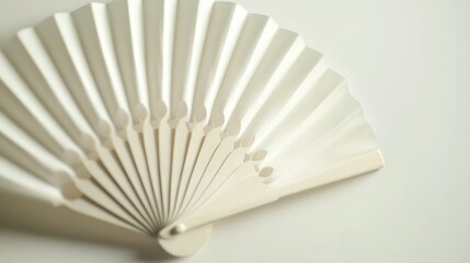 Elegant White Hand Fan on Soft Background