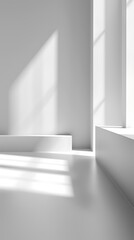 Obraz premium White empty room with window and sunlight