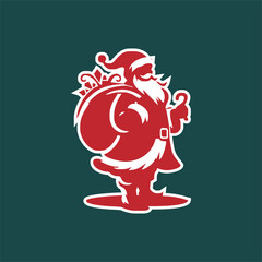 A Christmas Santa Claus and hat Vector silhouette isolated