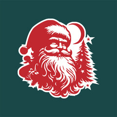 A Christmas Santa Claus and hat Vector silhouette isolated