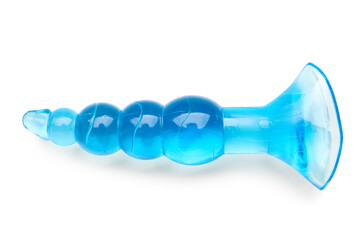 Blue anal plug from sex shop on white background