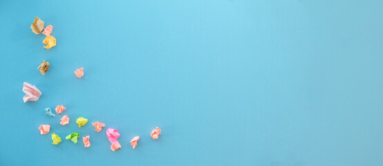 Crumpled color paper. Realistic wasted crinkled, a place to copy