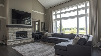 Cozy Modern Living Room with Large Windows
