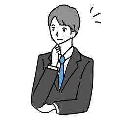 アイデアを思いついた若いビジネスマンのイラスト