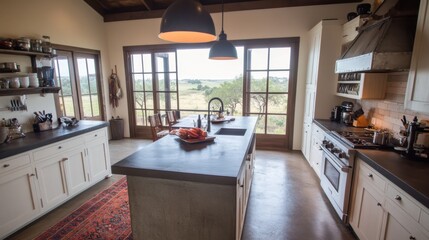 Modern Kitchen with Scenic View