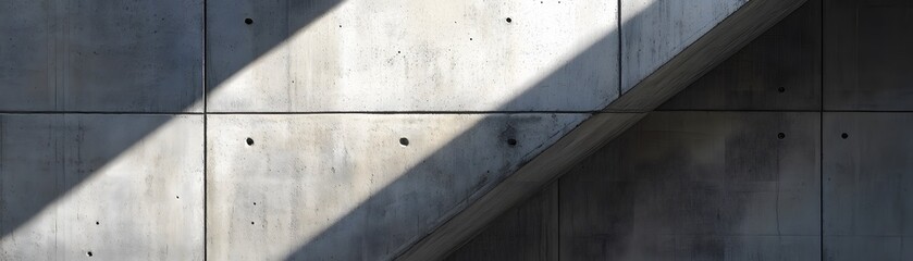 Concrete Wall with Diagonal Shadows and Geometric Shapes