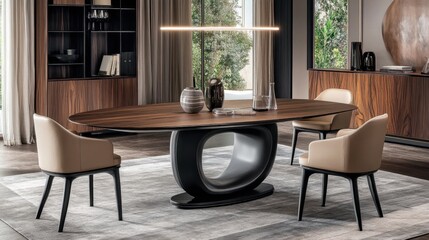 Modern Dining Room with Elegant Table and Chairs